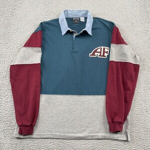 Angels Flight Rugby Shirt Mens XL Multicolor AF Patch Long Sleeve Colorblock 90s